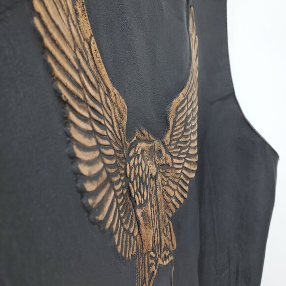 Bikers Dream Apparel Men's Live To Ride Ride To Live Eagle Snap Up Vest Size 54 - Picture 6 of 13